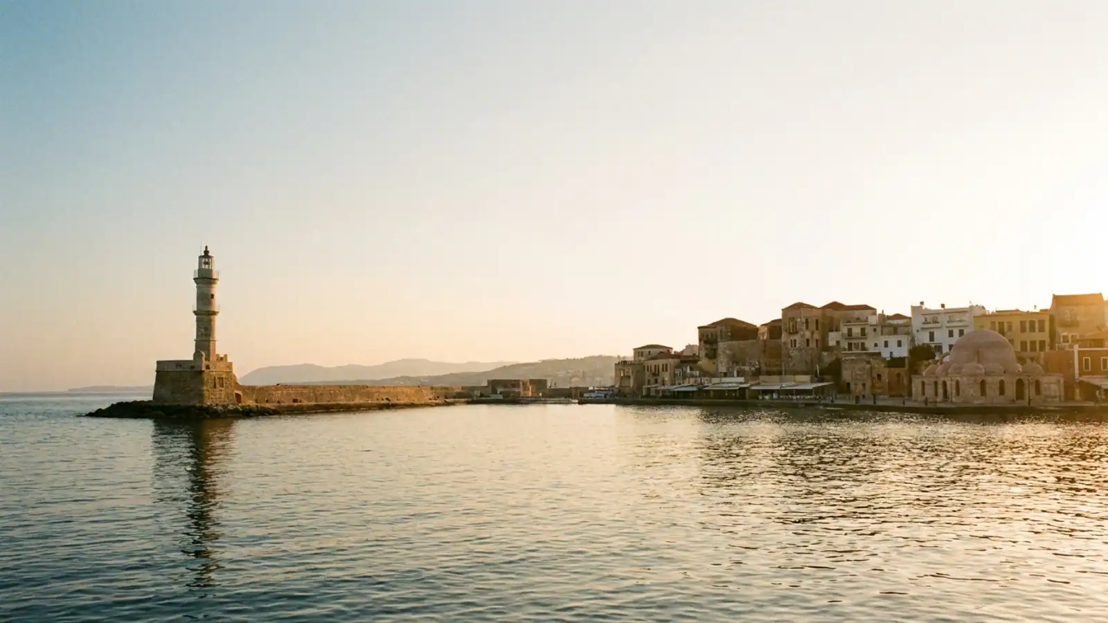 The Venetian lighthouse of the old harbour of Chania
